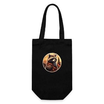 Waschbär in einer herbstlichen Abenddämmerung - Geschenkbeutel für Flaschen - Schwarz - Vorne
