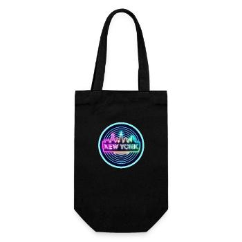 1980er Synthwave Neon New York - Retro-Neon-Vibes - Geschenkbeutel für Flaschen - Schwarz - Vorne