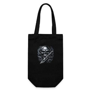 Totenkopf mit Messer - Geschenkbeutel für Flaschen - Schwarz - Vorne