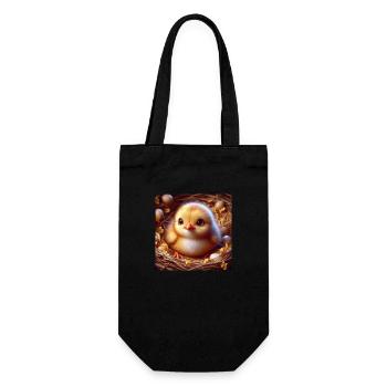 Poussin 3D Hyperréalisme Jaune Blanc dans le nid - Sac à bouteille - noir - Devant