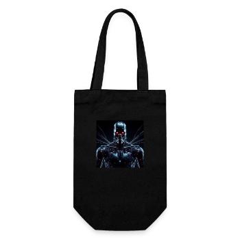 Cyborg with red eyes on black background - Gift Bag for Bottles - black - Front