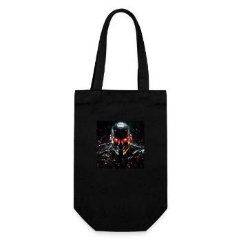 Cyborg mit roten Augen und Krallen - Geschenkbeutel für Flaschen - Schwarz - Vorne