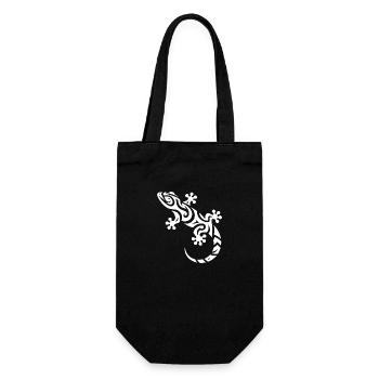 Mignon petit gecko dans le style de tatouage tribal - Sac à bouteille - noir - Devant