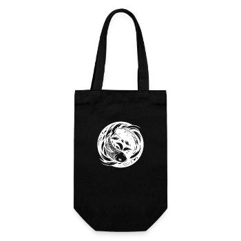 Koi Karpfen Yoga Kreis Yin und Yang Style - Geschenkbeutel für Flaschen - Schwarz - Vorne