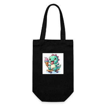 Sweet Dino grün mit Eiswaffel auf Skateboard - Gift Bag for Bottles - black - Front
