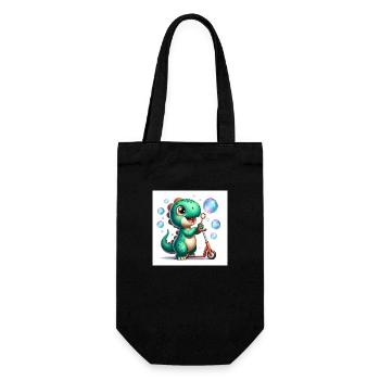 Dino en turquoise avec bulles de savon et rouleau - Sac à bouteille - noir - Devant