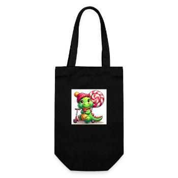 Crocodile green with hat lollipop and lollipop roller - Gift Bag for Bottles - black - Front