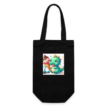 Dino green with cream cone and roller - Gift Bag for Bottles - black - Front