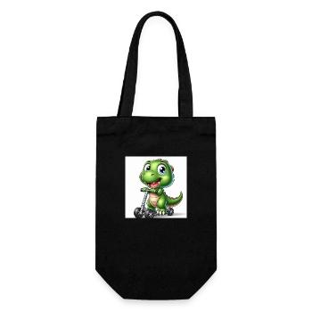 Crocodile vert avec des yeux bleus sur un scooter - Sac à bouteille - noir - Devant
