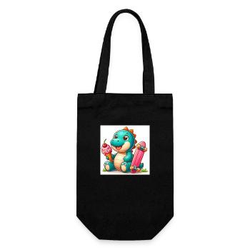 Dino turquoise avec cornet de crème glacée et planche à roulettes - Sac à bouteille - noir - Devant