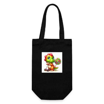 Dino avec sucette et sucette sur scooter - Sac à bouteille - noir - Devant