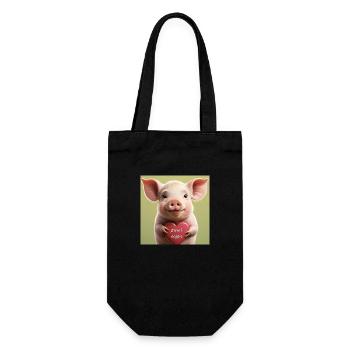 proud vegan pig - Geschenkbeutel für Flaschen - Schwarz - Vorne
