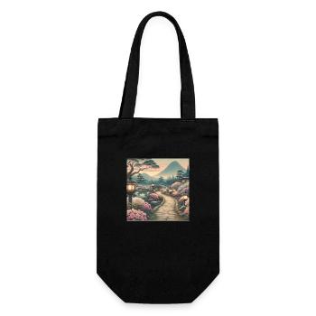 Japan Vintage Azalea Lanterns - Gift Bag for Bottles - black - Front