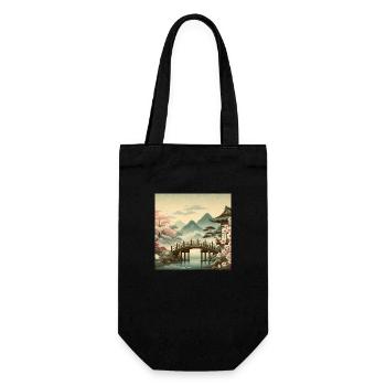 Japan Vintage Holzbrücke - Geschenkbeutel für Flaschen - Schwarz - Vorne