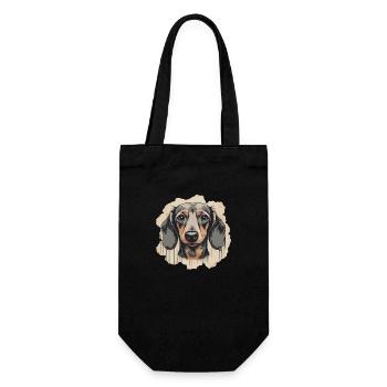 Dackel Teckel Kurzhaardackel Dachshund - Geschenkbeutel für Flaschen - Schwarz - Vorne