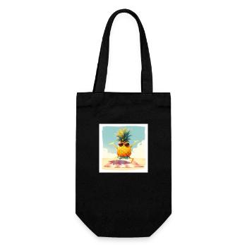 Funny pineapple dancing/exercising on the beach - Gift Bag for Bottles - black - Front