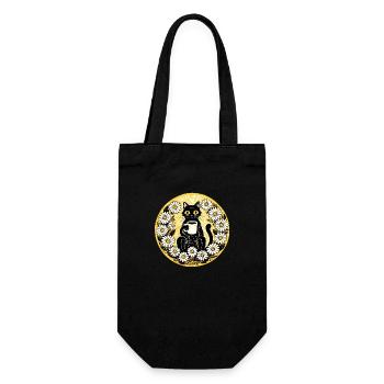 Coffee lovers Cafe Cat - Gift Bag for Bottles - black - Front