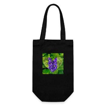 Purple orchid heart on green leaves - Gift Bag for Bottles - black - Front