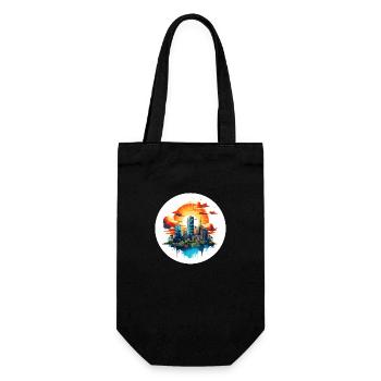 Die Stadt im Sonnenaufgang - Geschenkbeutel für Flaschen - Schwarz - Vorne