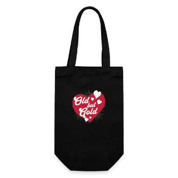 Old but Gold with a red heart for the dearest - Gift Bag for Bottles - black - Front