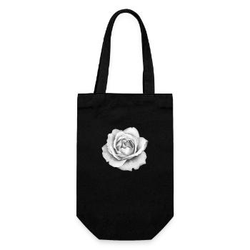 Weiße Rose - Geschenkbeutel für Flaschen - Schwarz - Vorne