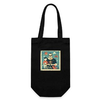 Foto mit Papa - Geschenkbeutel für Flaschen - Schwarz - Vorne