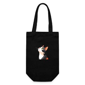 Katze schaut nach oben - Geschenkbeutel für Flaschen - Schwarz - Vorne