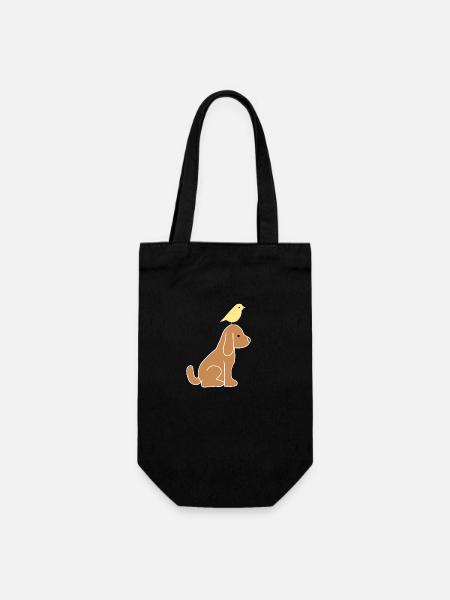 Chien, Animal, Oiseau, Poussin, Animaux - Sac à bouteille - noir