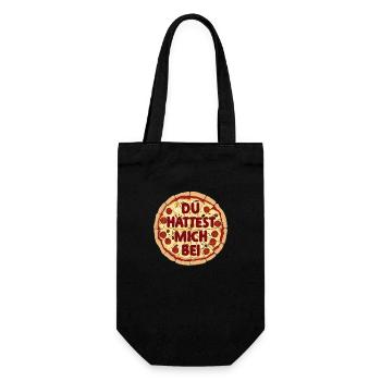 Du hattest mich bei Pizza Lustiges Design - Geschenkbeutel für Flaschen - Schwarz - Vorne