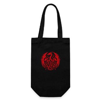 Fantasy-Drache, Anime-Drachenkopf, mythische Reptilienmagie - Geschenkbeutel für Flaschen - Schwarz - Vorne
