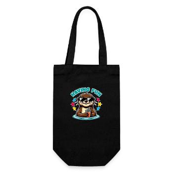Funny sea otter in sunglasses refreshes himself - Gift Bag for Bottles - black - Front
