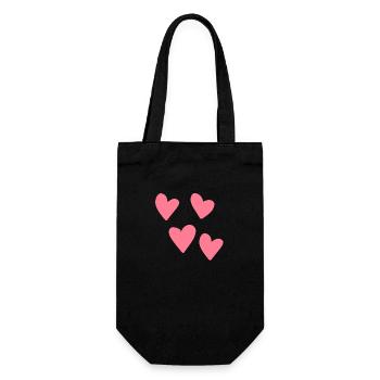 Pink Hearts Heart Pattern Symbol Love - Gift Bag for Bottles - black - Front