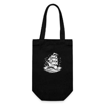 Voilier dans une mer agitée avec des vagues - Sac à bouteille - noir - Devant