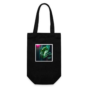 Monstera Leafs#2 - Geschenkbeutel für Flaschen - Schwarz - Vorne