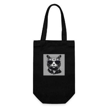 Cool Cat#2 - Geschenkbeutel für Flaschen - Schwarz - Vorne