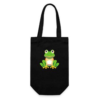 Grenouille verte assise. - Sac à bouteille - noir - Devant