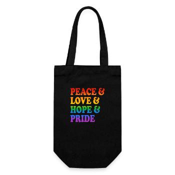 Peace Love Hope Pride Rainbow Colours - Gift Bag for Bottles - black - Front
