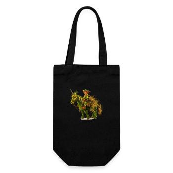 Kobold reitet auf Einhorn - Geschenkbeutel für Flaschen - Schwarz - Vorne