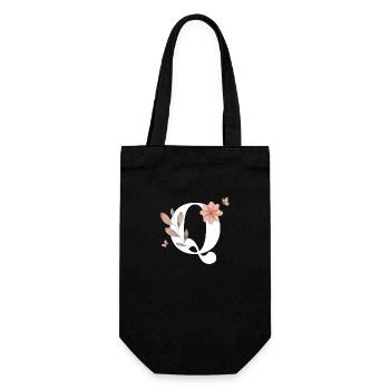 Letter q wildflowers watercolors - Gift Bag for Bottles - black - Front