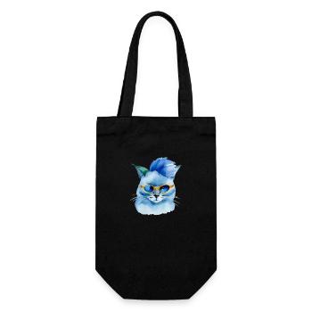 Punkrock Katze mit Sonnenbrille Geschenkidee - Geschenkbeutel für Flaschen - Schwarz - Vorne