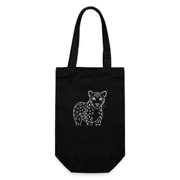 Leopard Linienkunst weiß - Geschenkbeutel für Flaschen - Schwarz - Vorne