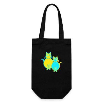 80er 90er Retroe Vintage Katzen Kätzchen - Geschenkbeutel für Flaschen - Schwarz - Vorne