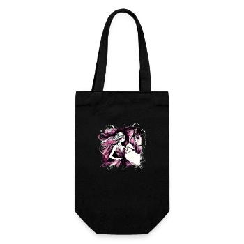 Flowers Women girl fashion design art female style - Gift Bag for Bottles - black - Front