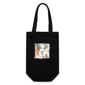 Blumen Frauen Mädchen Mode Design Kunst Weiblicher Stil - Geschenkbeutel für Flaschen - Schwarz - Vorne