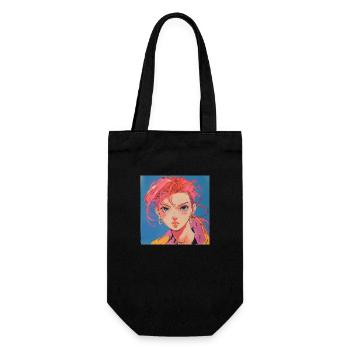 80s anime girl calming high quality fashion print - Gift Bag for Bottles - black - Front