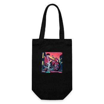 80s anime guy calming high quality fashion print - Gift Bag for Bottles - black - Front