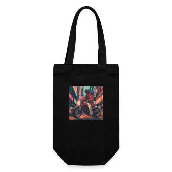 80er Jahre Anime Typ beruhigender hochwertiger Modedruck - Geschenkbeutel für Flaschen - Schwarz - Vorne