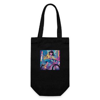80er Jahre Anime Mädchen beruhigender hochwertiger Modedruck - Geschenkbeutel für Flaschen - Schwarz - Vorne