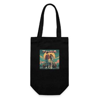 80s anime teens calming high quality fashion print - Gift Bag for Bottles - black - Front