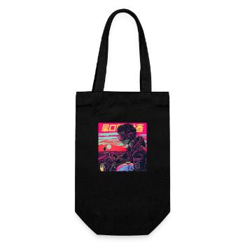80er Jahre Anime Typ beruhigender hochwertiger Modedruck - Geschenkbeutel für Flaschen - Schwarz - Vorne